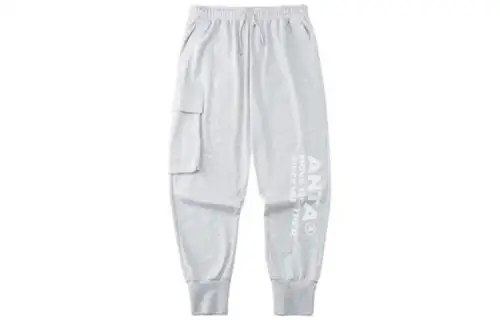 ANTA Knitted Sweatpants Unisex Gray Moderate Cuffed Pants
