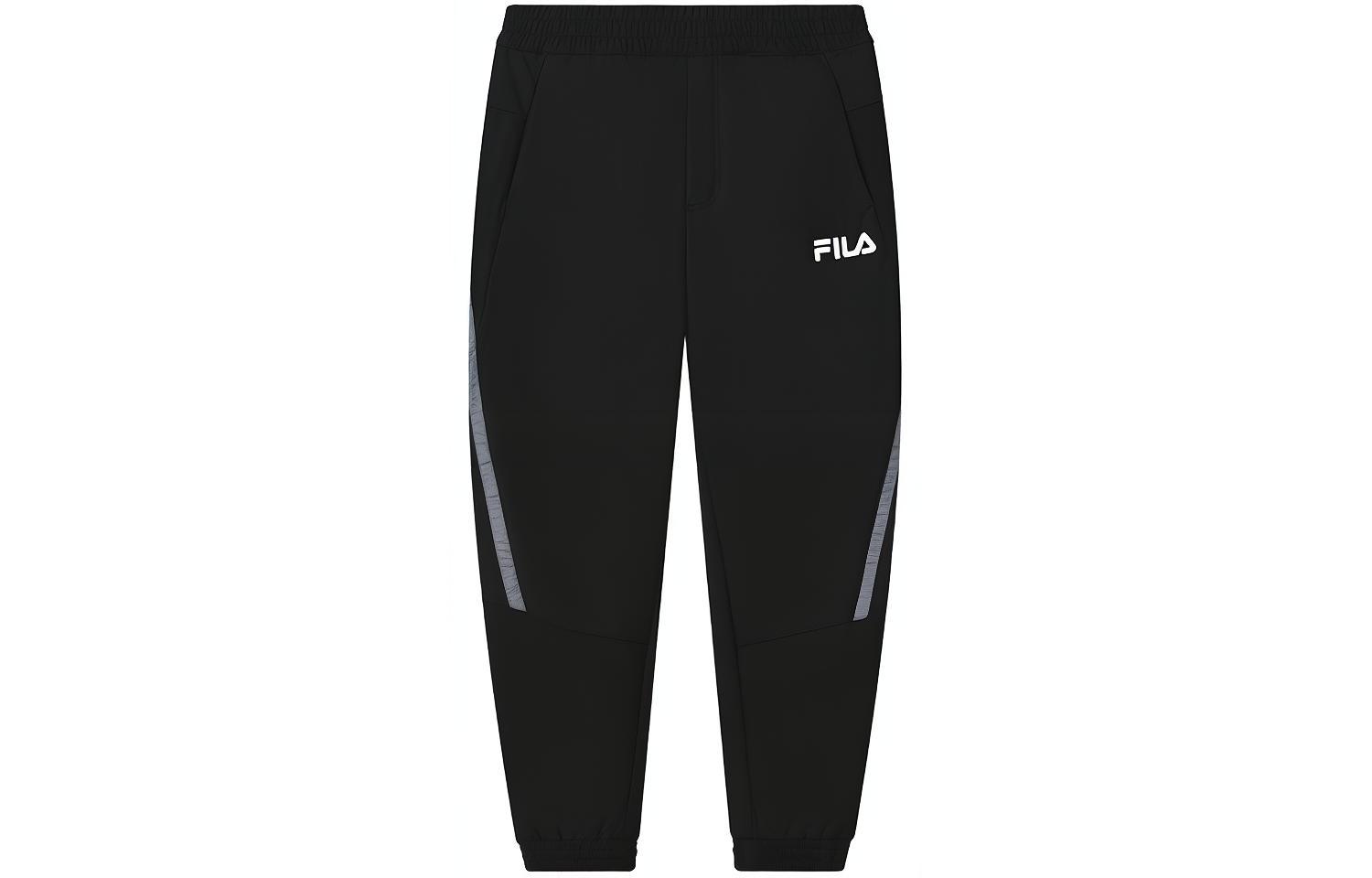 FILA Knitted Sweatpants Men's Jet Black Thin Cuffed Pants
