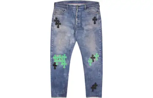 Chrome Hearts Jeans Men's Denim Blue Moderate Tapered Pants
