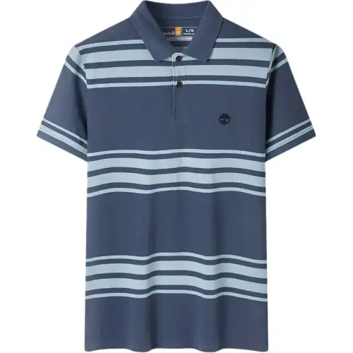 Timberland Polo Shirt Men's Dark Indigo Yarn Dyed Woven