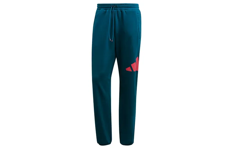 Adidas Knitted Sweatpants Men's Blue Moderate Straight Fit Pants