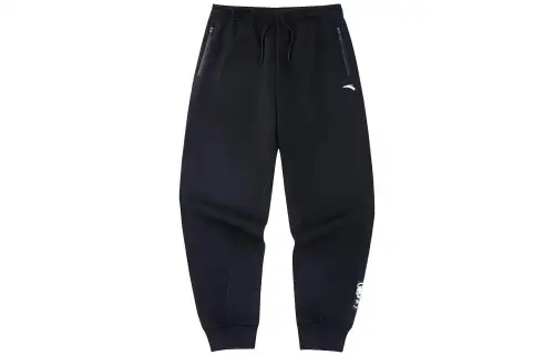 ANTA Basketball Collection Knitted Sweatpants Men's Black Thickened Straight Fit Pants