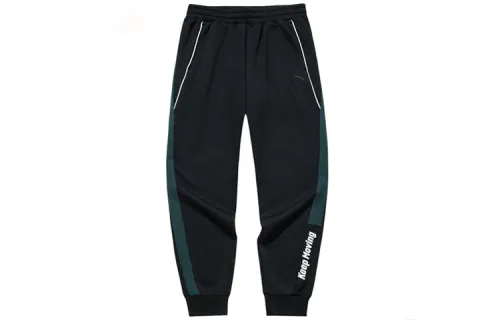 ANTA Life Collection Knitted Sweatpants Men's Black Thickened Cuffed Pants