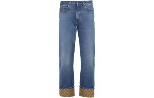 GUCCI Jeans Men's Royal Blue Moderate Wide Leg Pants