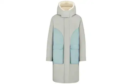 DIOR Parka Coats Men's Gray Hooded Moderate