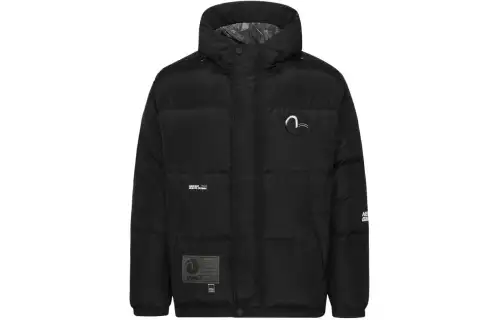 EVISU Down Jackets Unisex Black Hooded Moderate Other
