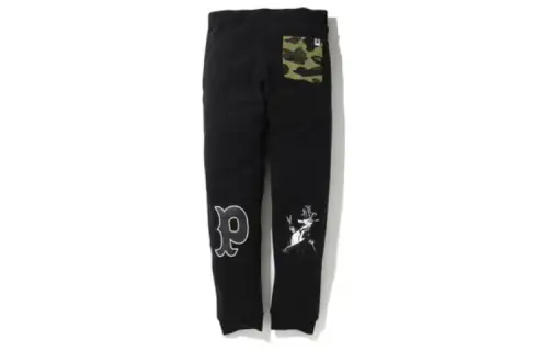 A BATHING APE Bape Knitted Sweatpants Men's Black Moderate Cuffed Pants