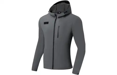 Li Ning Fitness Series Solid Color Reflective Thickened And Fleece Lined Thermal Hooded Sportswear Trench Coat Men's