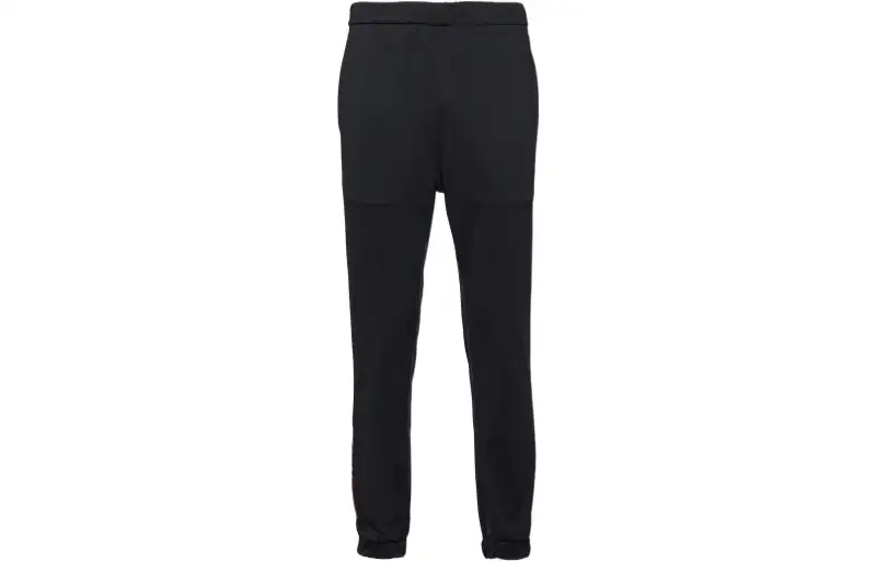 PRADA Knitted Sweatpants Men's Black Moderate Cuffed Pants