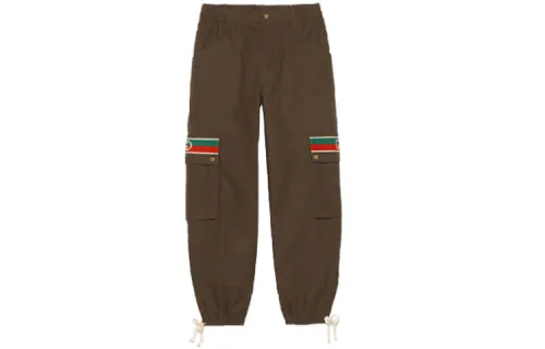 GUCCI Casual Pants Men's Brown Moderate Straight Fit Pants