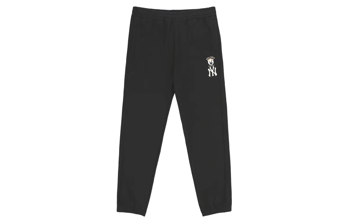 MLB New York Yankees Knitted Sweatpants Unisex Black Moderate Cuffed Pants