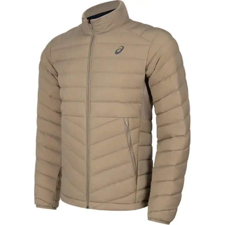 ASICS Down Jackets Men's Khaki Stand Collar Moderate Straight Fit