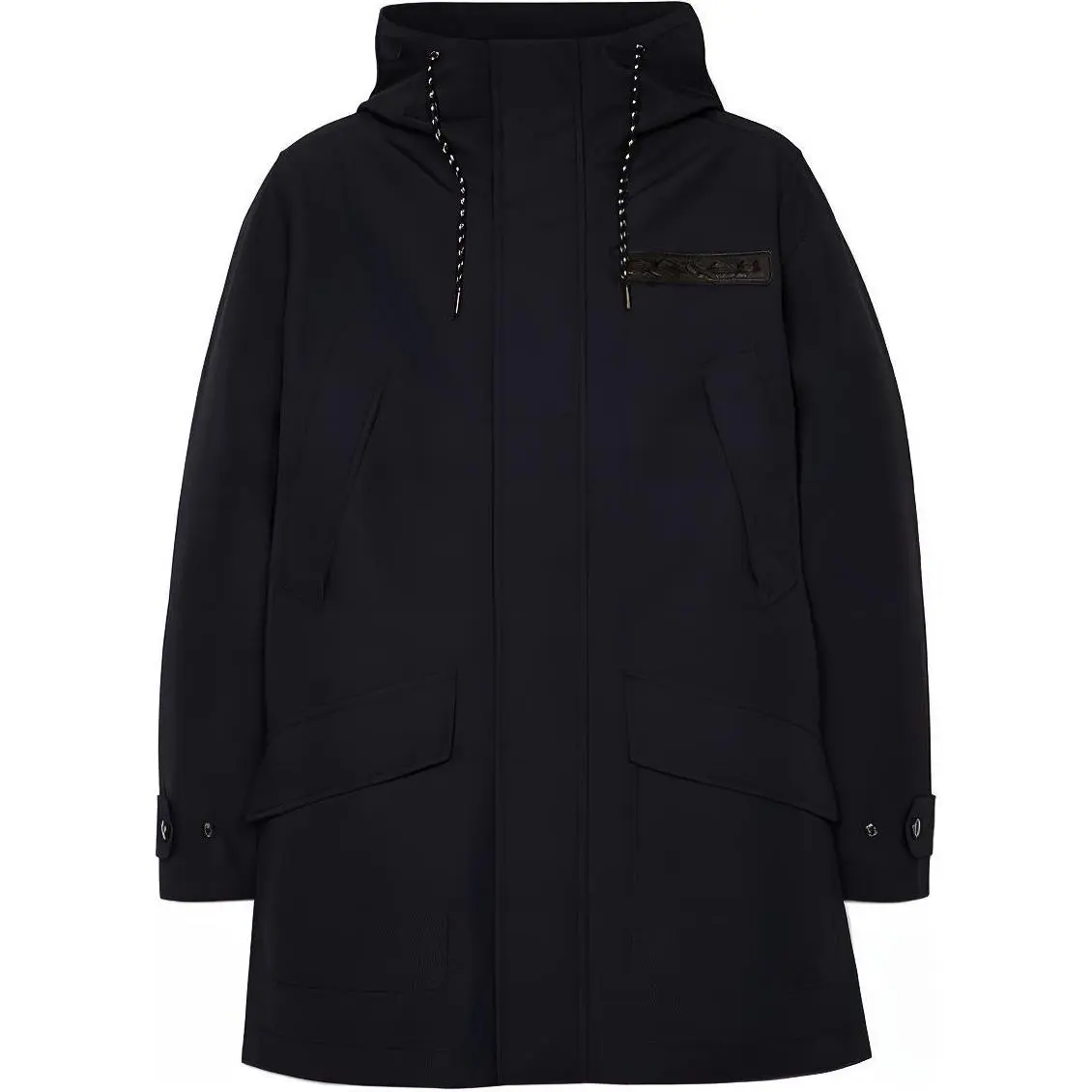 COACH Parka Coats Men's Marine Blue Hooded Moderate