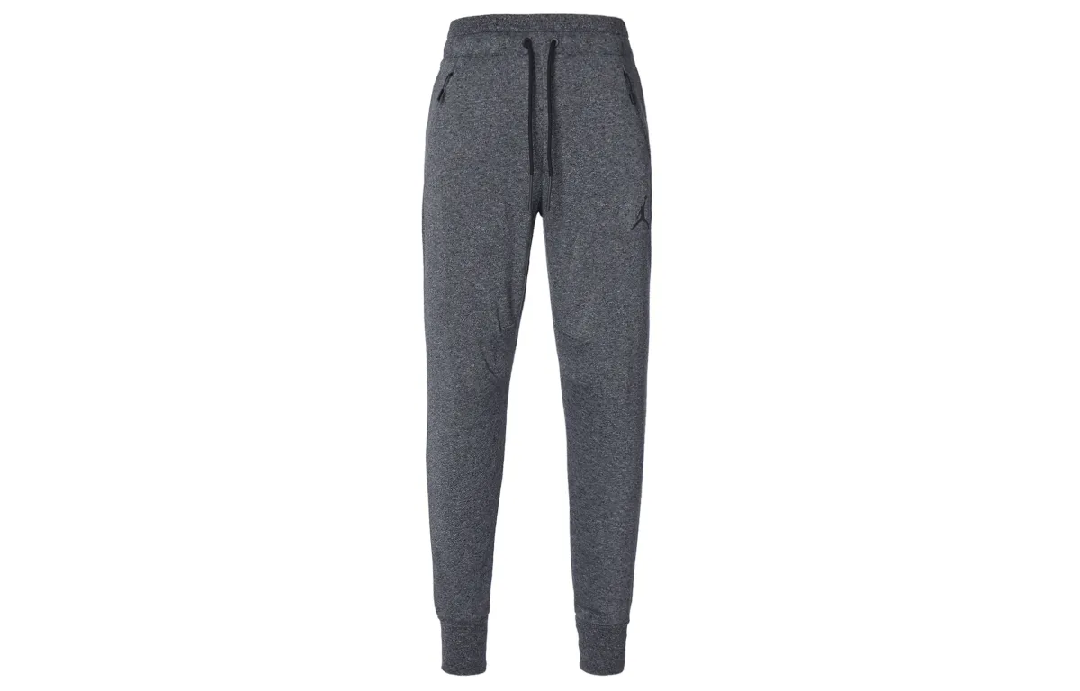 Jordan Solid Color Fleece Lined Casual Loose Fit Elastic Cuff Pants Sweatpants Men's Gray