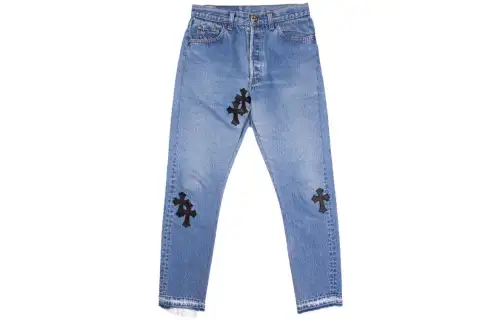 Chrome Hearts Jeans Men's Denim Blue Moderate Straight Fit Pants