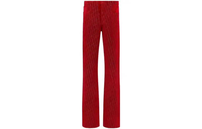 DIOR Jeans Men's Red Moderate Straight Fit Pants