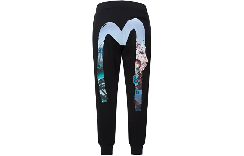 EVISU Casual Pants Men's Black Moderate Cuffed Pants