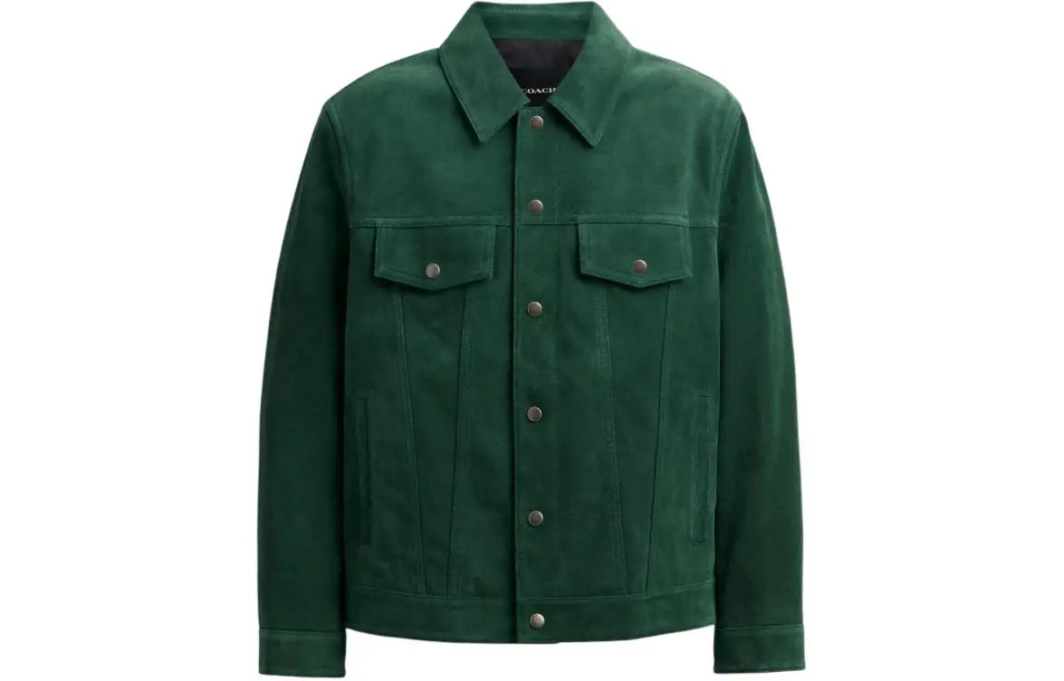 COACH SS24 Leather Jacket Men's Green
