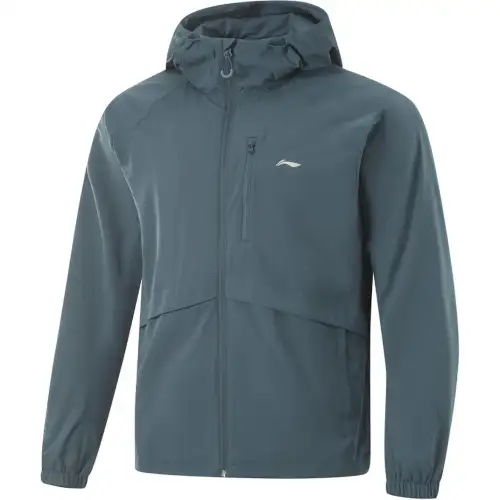 Li Ning Lotus Leaf Fleece Lined Thermal Water Repellent Comfortable Casual Letter Print Loose Fit Hooded Zippers