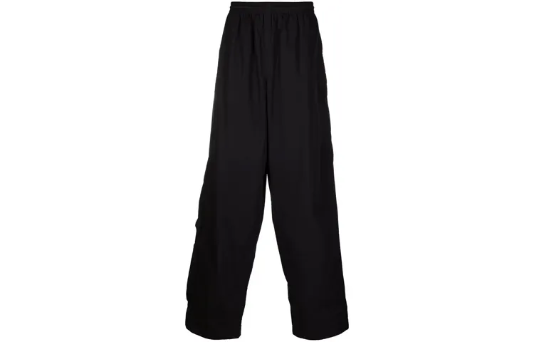 Balenciaga Casual Pants Men's Black Moderate Wide Leg Pants