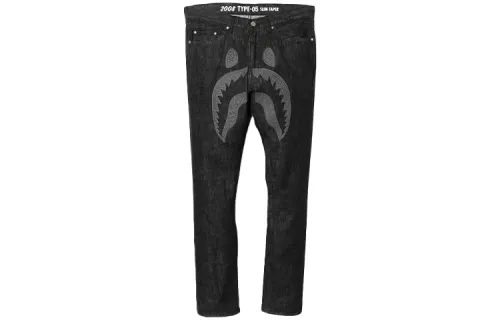 A BATHING APE Shark Series Jeans Men's Moderate Straight Fit Pants