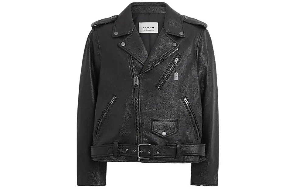 COACH Leather Jacket Men's Black