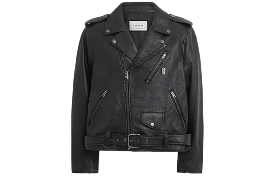 COACH Leather Jacket Men's Black