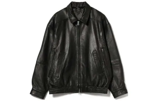 Beams SS24 Leather Jacket Unisex Black