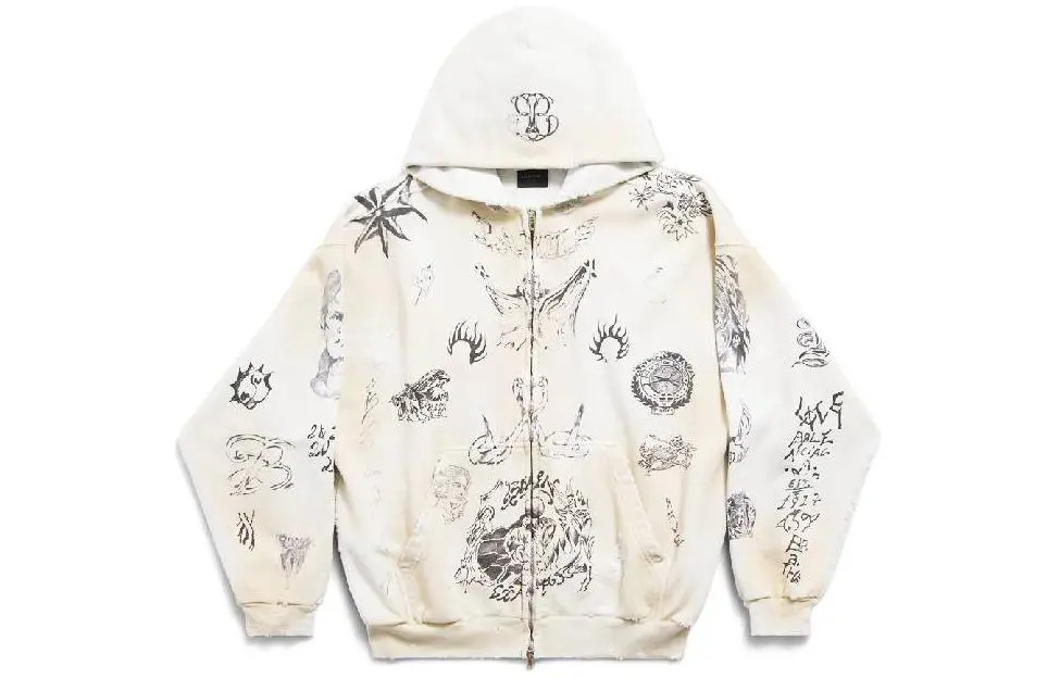 Balenciaga Medium Fit Zip Up Hoodie