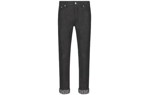 DIOR Quarterly New Products Jeans Men's Black Moderate Straight Fit Pants