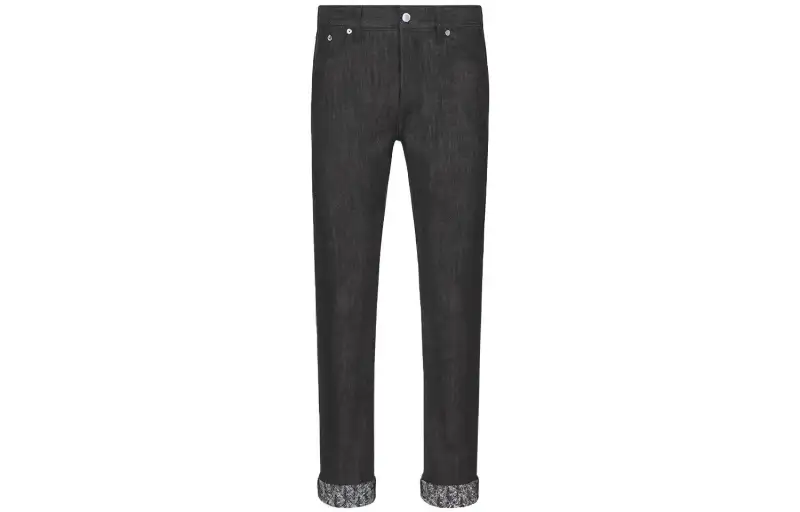 DIOR Quarterly New Products Jeans Men's Black Moderate Straight Fit Pants