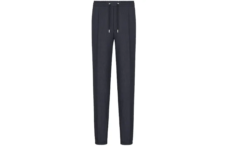 DIOR Quarterly New Products Knitted Sweatpants Men's Blue Moderate Straight Fit Pants