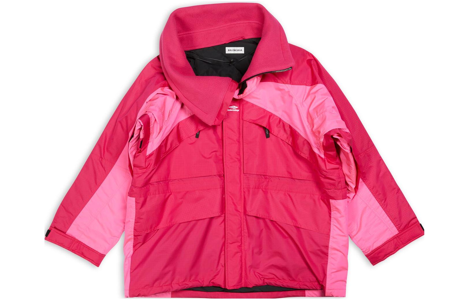 Balenciaga Parka Coats Unisex Pink Hooded Moderate