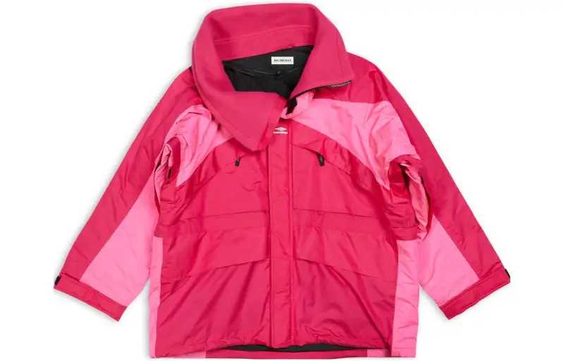 Balenciaga Parka Coats Unisex Pink Hooded Moderate