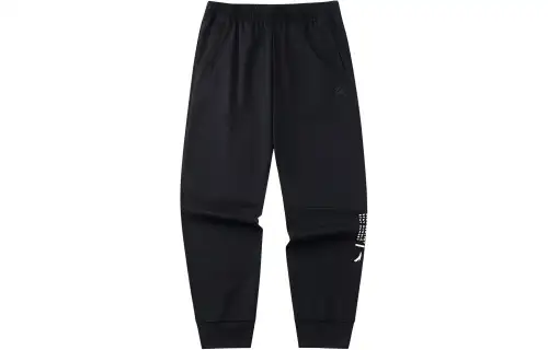 ANTA Basketball Collection Knitted Sweatpants Men's Black Moderate Cuffed Pants