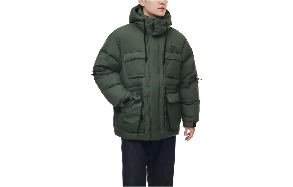 PUMA Down Jackets Men's Green Hooded Moderate Other