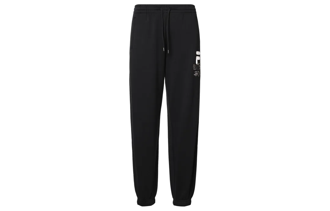 FILA FUSION Loose Knit Cuffed Fleece Lined Athletic Pants Sweatpants Men's Pitch Black