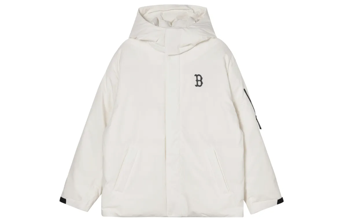 MLB Down Jackets Unisex White Hooded (Non-detachable) Moderate