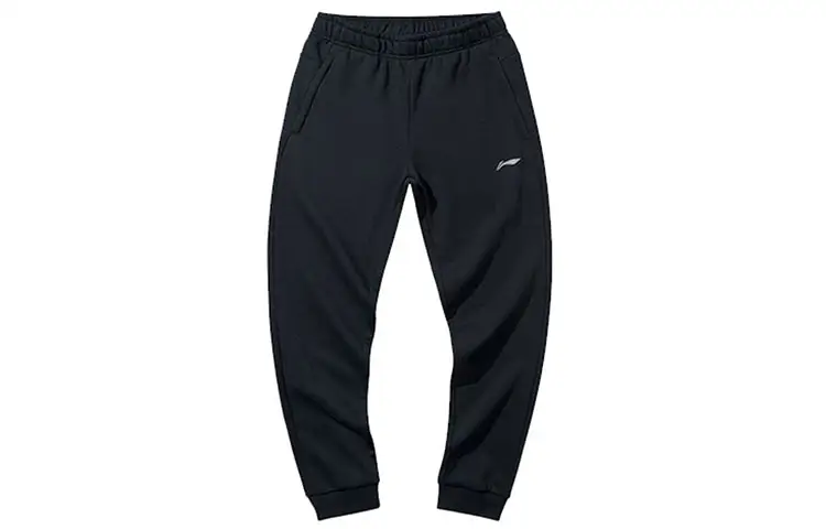 Li Ning Training Series Solid Color Fleece Lined Sweatpants Knitted Sweatpants Men's Black