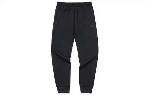 ANTA Basketball Collection Knitted Sweatpants Men's Black Moderate Cuffed Pants
