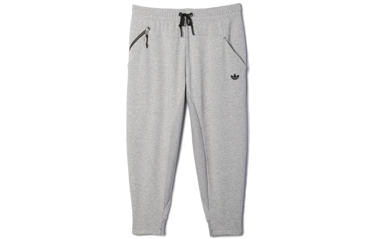 Adidas Originals Knitted Sweatpants Men's Gray Moderate Cuffed Pants