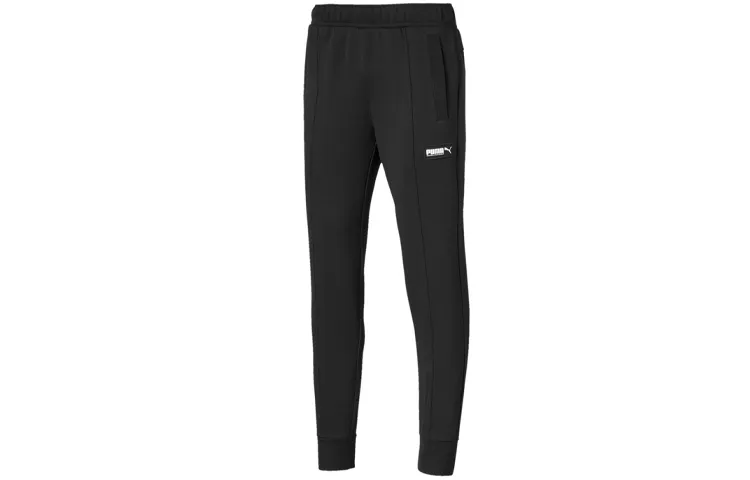 PUMA Knitted Sweatpants Men's Black Moderate Cuffed Pants