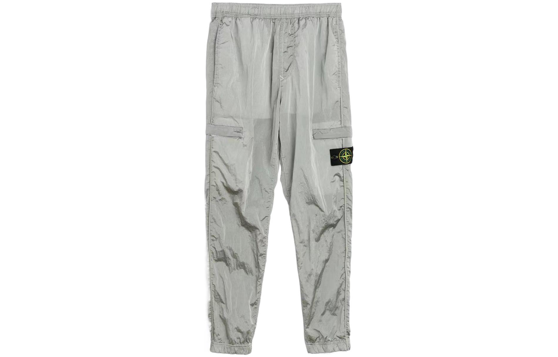 STONE ISLAND Stone Island SS22 metal nylon solid color elasticated logo logo side pocket ankle knitted sweatpants men's ice color