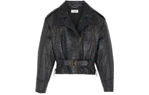 SAINT LAURENT Leather Jacket Men's Black