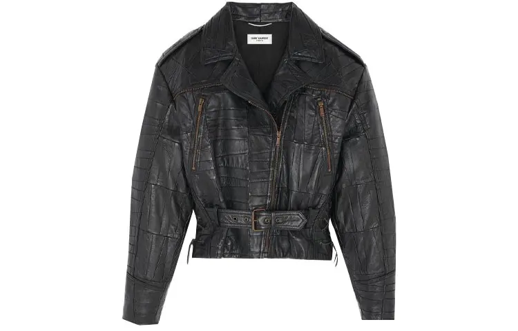 SAINT LAURENT Leather Jacket Men's Black