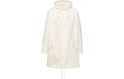 PRADA Trench Coats Men's Ivory Hooded Moderate