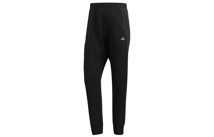 Adidas Knitted Sweatpants Men's Black Moderate Cuffed Pants