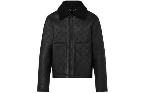 Lv Shearling Embossed Monogram Jacket