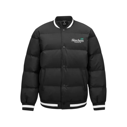 Skechers Sports League Collection Down Jackets Unisex Carbon Black Baseball Collar Lightweight Other