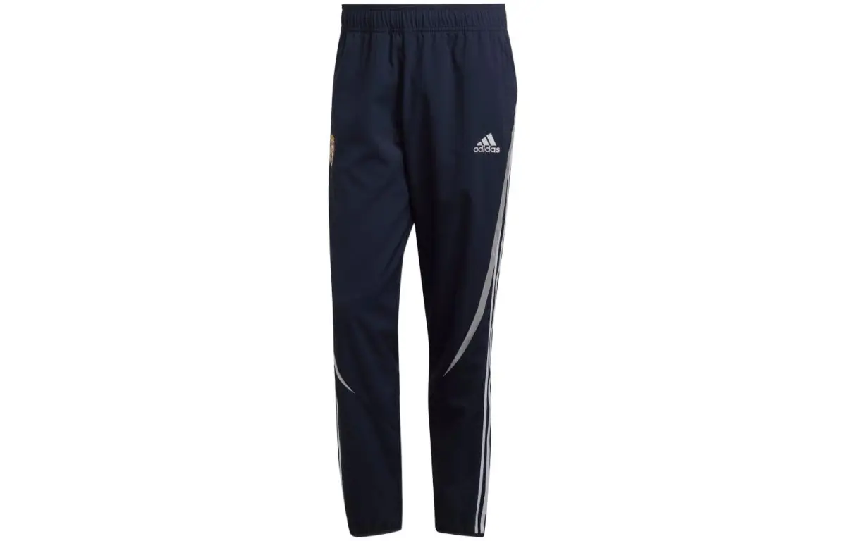 Adidas Knitted Sweatpants Men's Blue Moderate Straight Fit Pants